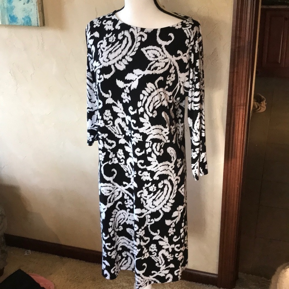 Evan Picone Long sleeve Black White Dress - Sz S